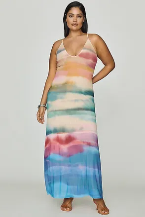 AFRM Romy Scoop-Neck Mesh Midi Dress