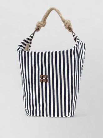 Miu Miu canvas bucket bag striped pattern rope handle
