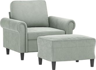 vidaXL Vidaxl - Sillón con taburete terciopelo gris claro 60 cm