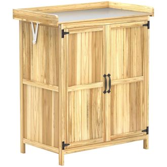 OUTSUNNY Caseta de jard&iacute;n 74x43x88 cm madera natural