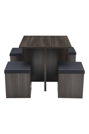 H&O Direct Table & 4 Stools Set in Black