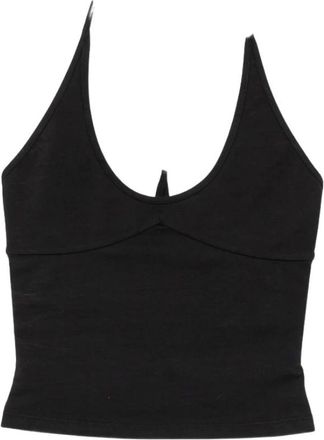 Frankies Bikinis Chantal Halter Cotton Jersey Top - female - Frankies Bikinis - Sleeveless Tops - Black - XS - Tops