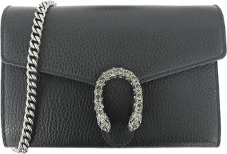 Gucci Black Leather Chain/Shoulder Wallet (Pre-Owned)