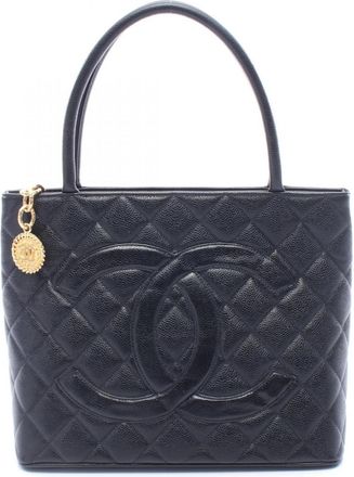 Chanel Black Grained Calfskin Handbag Tote Bag (Pre-Owned)