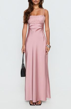 Princess Polly Engracia Sequin Sleeveless Satin Gown in Pink at Nordstrom, Size 12