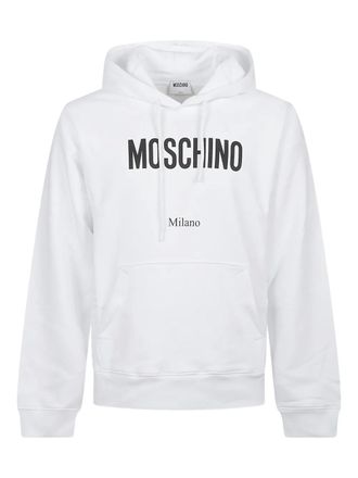 Moschino logo-print hooded hoodie - White