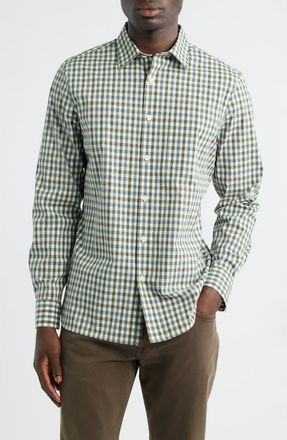 Nordstrom Jayde Plaid Stretch Button-Up Shirt in White- Olive Jayde Plaid at Nordstrom, Size Xx-Large