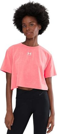 Under Armour Rival Boxy T-Shirts Wash Womens Workout Bittersweet Pink/White : LG (US 12-14), Polyester
