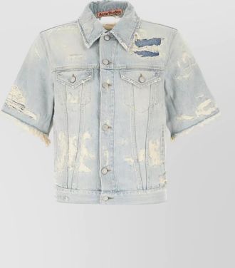 Acne Studios denim jacket short sleeves distressed detailing