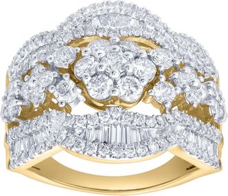 LuvMyJewelry Mariselle 2.00 Cts Natural Diamond Cluster 14K Gold Ring