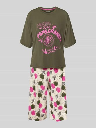 Schiesser Pyjama aus Modal-Elasthan-Mix im Allover-Look in Oliv, Gr&ouml;&szlig;e 36