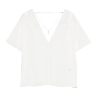 Patrizia Pepe Dames, Blouses & Shirts, Wit, Maat: XL Viscose