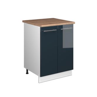 Vicco Mueble Bajo Para Fregadero Fame-line, Azul Oscuro Alto Brillo/blanco, 60 Cm, Vicco
