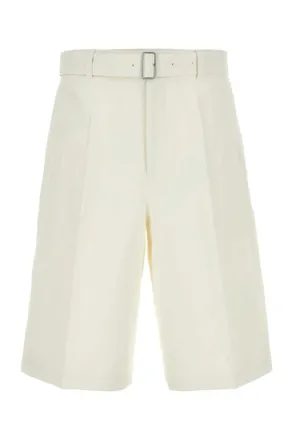 Jil Sander White Wide Leg Bermuda Shorts