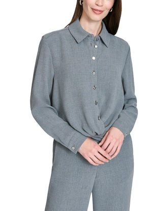 Halston Heritage Long Sleeve Twist Waist Top