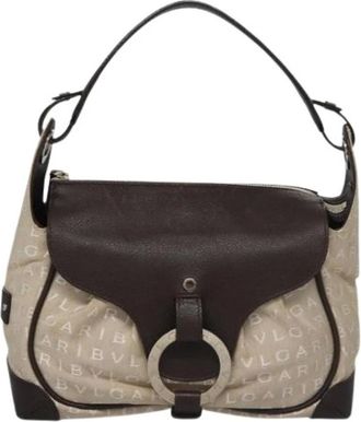 Bulgari Pre-owned Shoulder Bags, female, Beige, Size: ONE SIZE Pre-owned Canvas Shoulder Bag