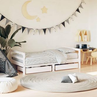 vidaXL Estructura Cama Infantil Y Cajones Madera Pino Blanco 80x160 Cm Vidaxl
