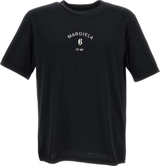 Maison Margiela Black Cotton Printed Short-Sleeve T-Shirt