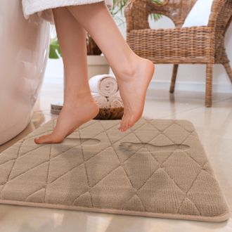 Paco Home Badematte »Corby 254, Memory-Schaum Effekt« Höhe 13 mm rutschhemmend beschichtet fussbodenheizungsgeeignet Badteppich, Uni Farben, Rauten Muster, Hoch