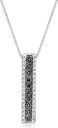 Ross-Simons Black and White Diamond Linear Bar Pendant Necklace in Sterling Silver