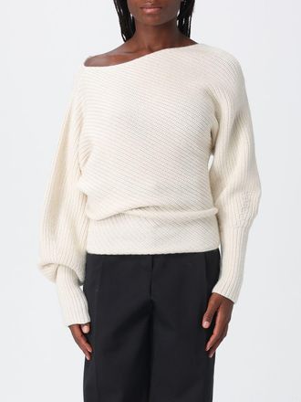 Alberta Ferretti Draped Wool and Silk Jumper with Asymmetric Neckline