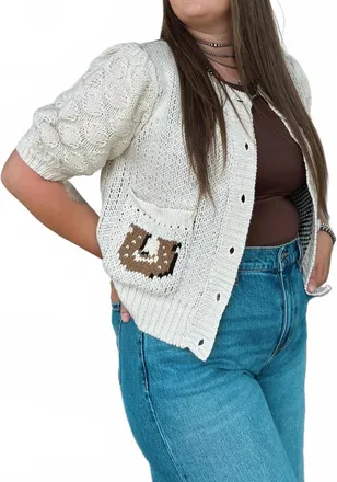 Bailey Rose The Carter Horse Cardigan In White