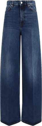 Toteme Womens Wide-Leg Denim Jeans Dark Blue Cotton