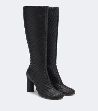 Bottega Veneta Botas altas Cherry de piel Intrecciato