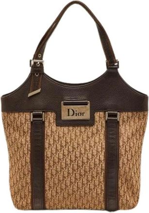 Dior Pre-owned Shoulder Bags, female, Brown, Size: ONE SIZE Pre-owned Vintage Canvas Shoulder Bag