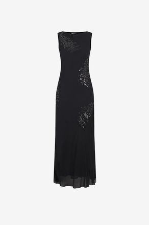 Reformation Langes figurbetontes Kleid aus Georgette mit Strasssteinen Prescott