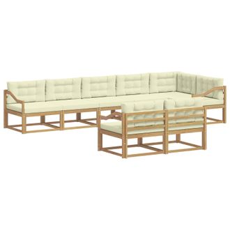 vidaXL Conjunto De Sof&aacute;s De Exterior 6 Pcs Blanco Y Crema Poli&eacute;ster Vidaxl