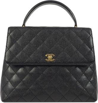 Chanel 2002 CC diamond-quilted handbag - women - Caviar Leather - One Size - Black