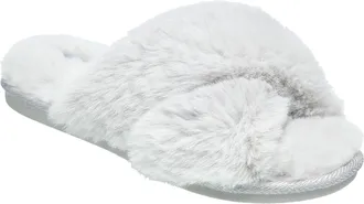 Nine West Womens X-Band Faux Fur Slippers - Blush - XLarge