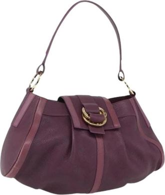 Bulgari Pre-owned Shoulder Bags, female, Purple, Size: ONE SIZE Pre-owned Leather Shoulder Bag