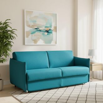 Dmora Sof&aacute; Cama 3 Plazas Cecina, Desmontable, Con Caj&oacute;n Hecho En Italia, Lavable, 200x95 Cm Azul