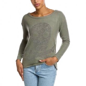 Chaser Studded Skull Long Sleeve Tee In Safari Green