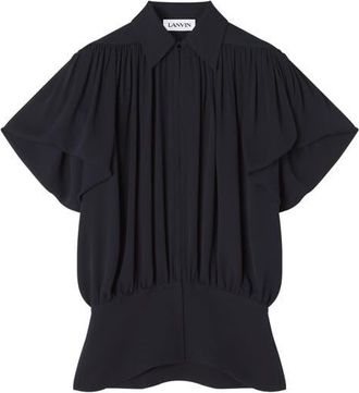 Lanvin Top In Silk Georgette in Black Navy at Nordstrom, Size 36Short Eu