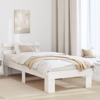 Berkfield Home Bed Frame with Headboard White 90x200 cm Solid Wood Pine