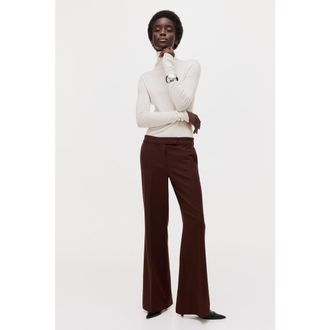 H&M Flared Trousers in Dark Rust Brown at Nordstrom, Size 14