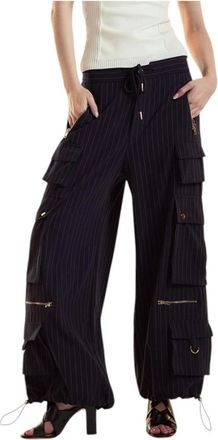 Cynthia Rowley Pinstripe Cargo Pants - Dames - Wijde Broeken - Blauw - XS - Broeken