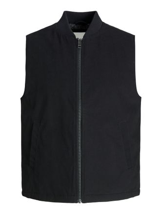 Jack & Jones Plus Size Softshellweste JJEDOVER VEST SN PLS, Herren, Gr. 4XL, schwarz, Web, Obermaterial: 100% Baumwolle, JACK & JONES PLUSSIZE, unifarben, regular fit, Neckh