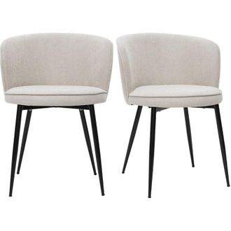 Miliboo Miliboo - Sedie design in tessuto effetto velluto beige (set di 2) serif