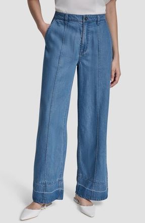 DKNY Front Seam Straight Leg Jeans in Liberty Sky Wash at Nordstrom, Size 6