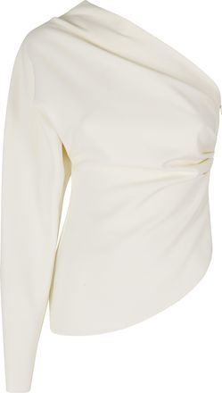 Federica Tosi Milk Asymmetrical One-Shoulder Cady Blouse