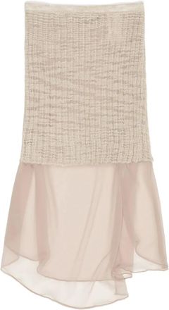 Bimba & Lola Gebreide midi-rok met laag - Beige