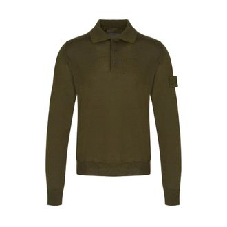 Stone Island Regular-fit Long-sleeve Polo - male - Stone Island - Polo Shirts - Green - 2XL - Tops