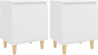 vidaXL Bed Cabinets with Solid Wood Legs 2 pcs White 40x30x50 cm vidaXL