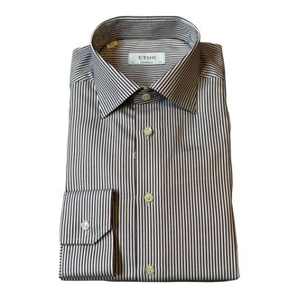 Eton Gestreept Signature Twill Overhemd - Heren - Casual Overhemden - Grijs - M - Katoen - Overhemden
