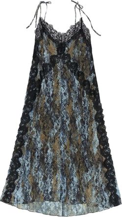 Bimba & Lola Midi-jurk met slangenprint en kanten afwerking - Bruin