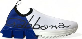 Dolce & Gabbana White Blue Sorrento Low Top Men Casual Sneakers Mens Shoes
